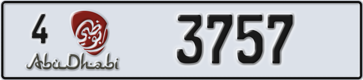 abu dhabi License Plate Number 3757 Code 4