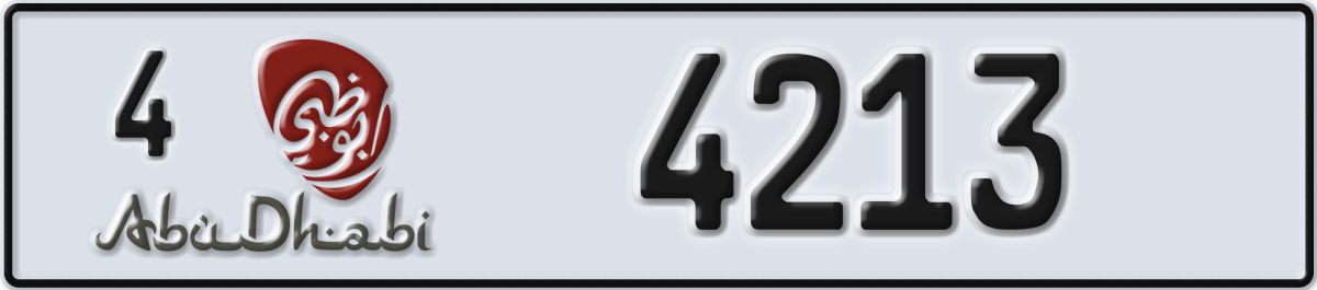 abu dhabi License Plate Number 4213 Code 4