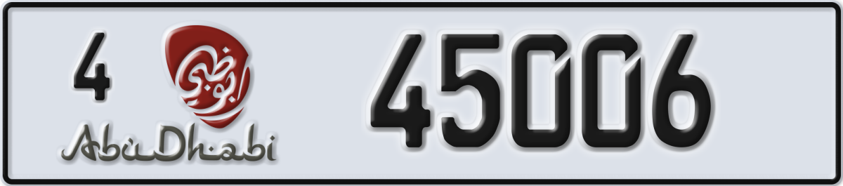 abu dhabi License Plate Number 45006 Code 4