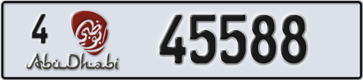 abu dhabi License Plate Number 45588 Code 4