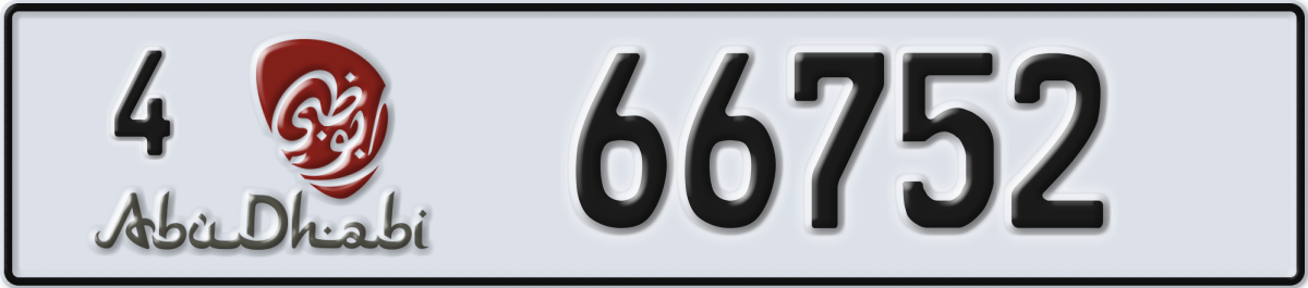 abu dhabi License Plate Number 66752 Code 4