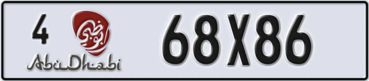 abu dhabi License Plate Number 68X86 Code 4