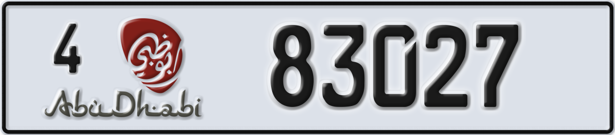 abu dhabi License Plate Number 83027 Code 4