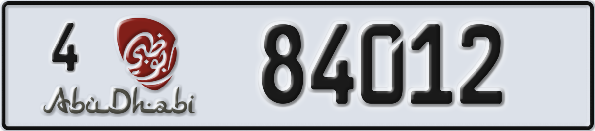 abu dhabi License Plate Number 84012 Code 4