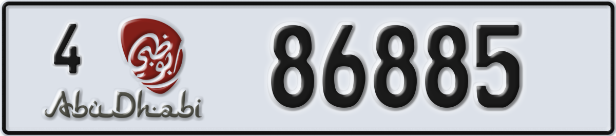 abu dhabi License Plate Number 86885 Code 4