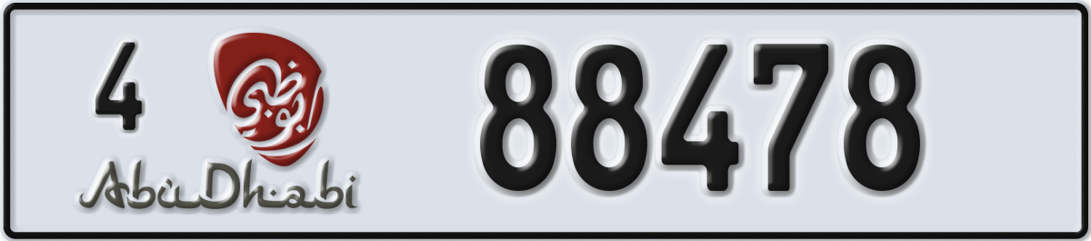 abu dhabi License Plate Number 88478 Code 4