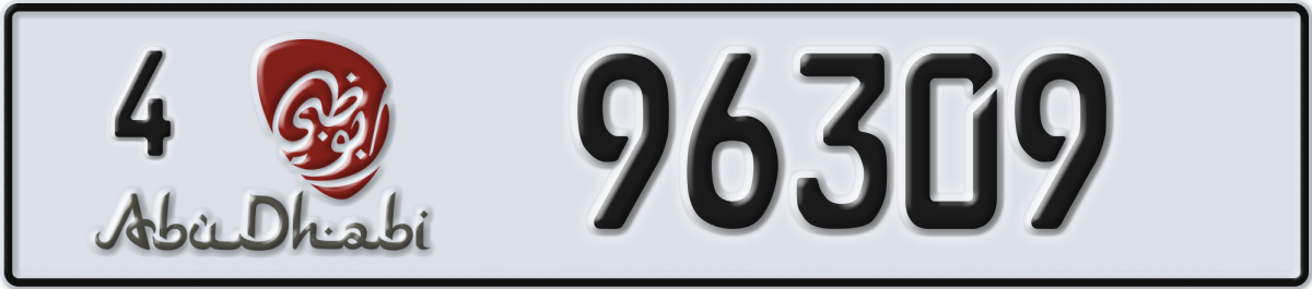 abu dhabi License Plate Number 96309 Code 4