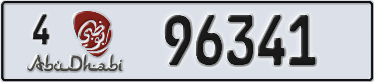 abu dhabi License Plate Number 96341 Code 4