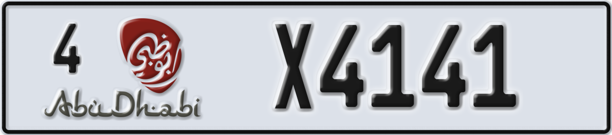abu dhabi License Plate Number X4141 Code 4