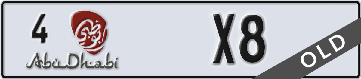 abu dhabi License Plate Number X8 Code 4