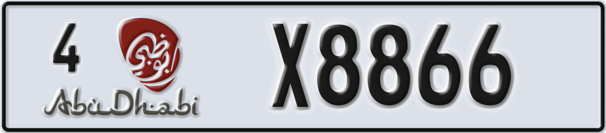 abu dhabi License Plate Number X8866 Code 4