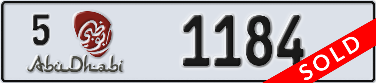 abu dhabi License Plate Number 1184 Code 5