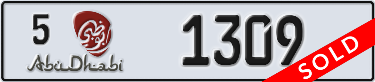 abu dhabi License Plate Number 1309 Code 5