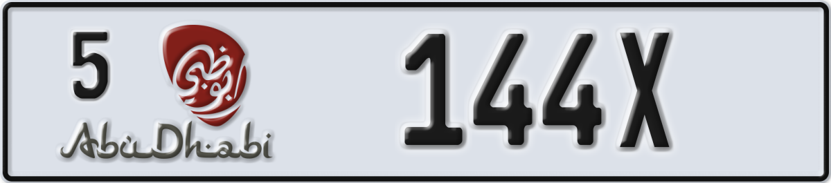 abu dhabi License Plate Number 144X Code 5