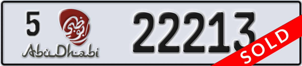 abu dhabi License Plate Number 22213 Code 5