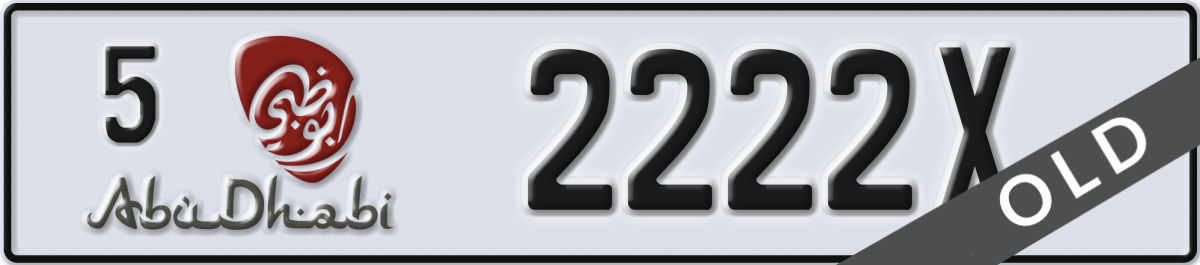 abu dhabi License Plate Number 2222X Code 5