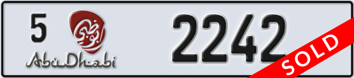 abu dhabi License Plate Number 2242 Code 5