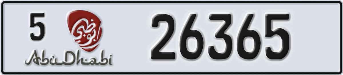 abu dhabi License Plate Number 26365 Code 5
