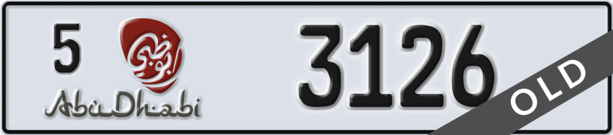 abu dhabi License Plate Number 3126 Code 5