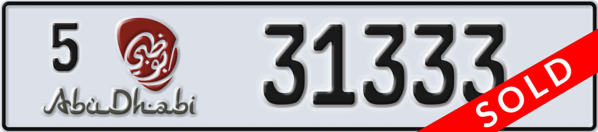 abu dhabi License Plate Number 31333 Code 5