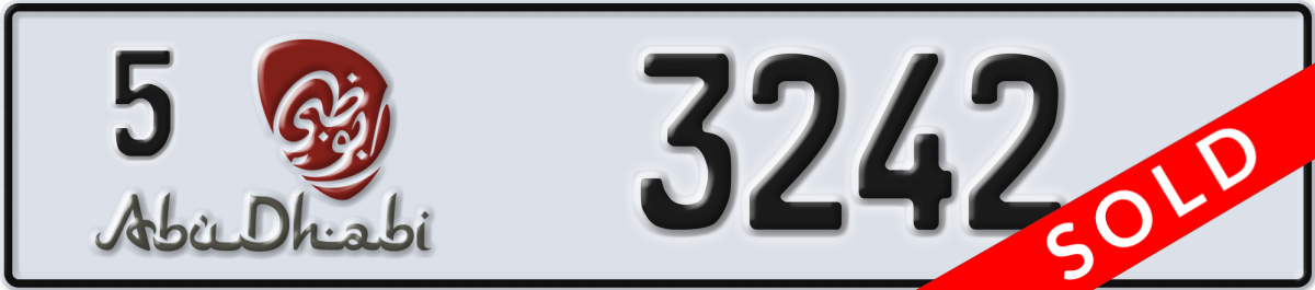 abu dhabi License Plate Number 3242 Code 5