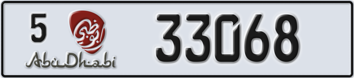 abu dhabi License Plate Number 33068 Code 5