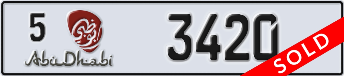 abu dhabi License Plate Number 3420 Code 5