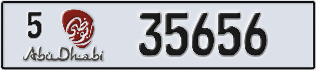 abu dhabi License Plate Number 35656 Code 5