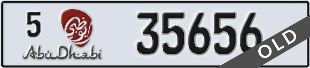 abu dhabi License Plate Number 35656 Code 5