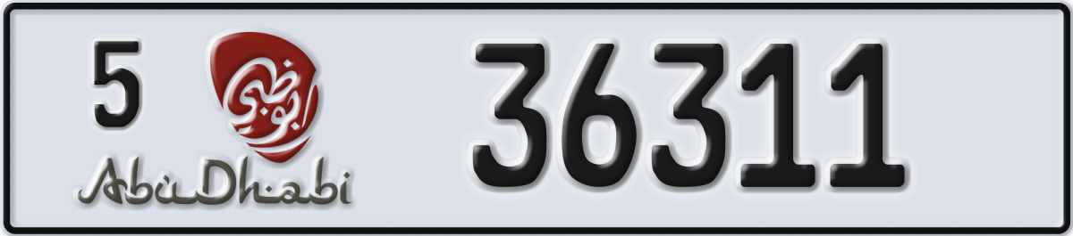 abu dhabi License Plate Number 36311 Code 5