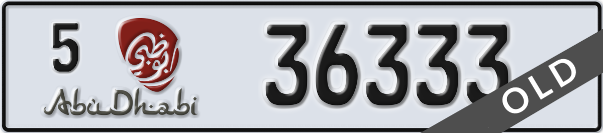 abu dhabi License Plate Number 36333 Code 5