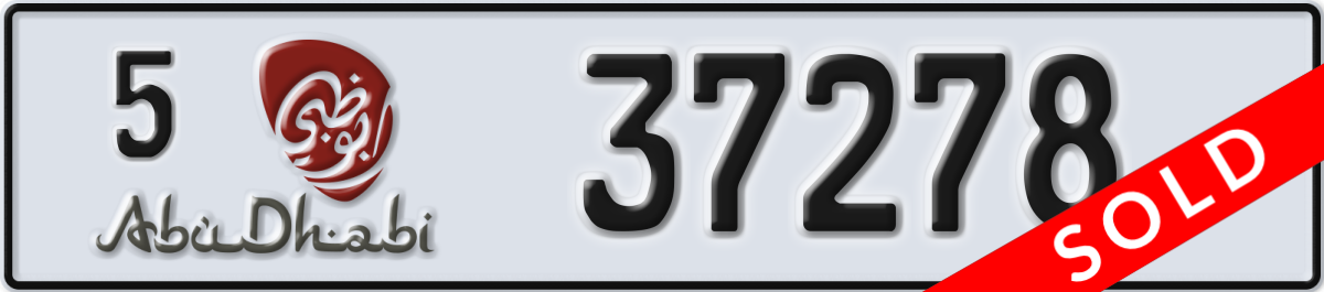 abu dhabi License Plate Number 37278 Code 5