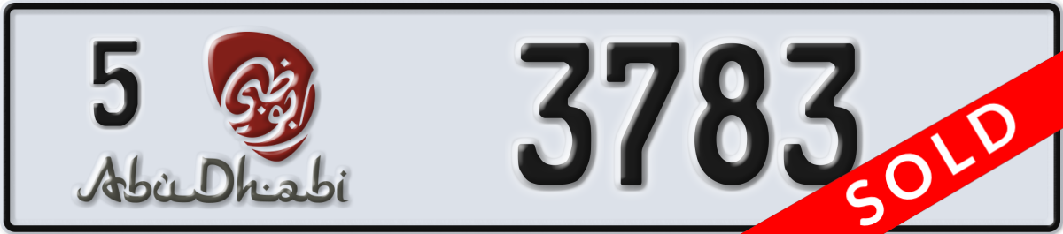 abu dhabi License Plate Number 3783 Code 5