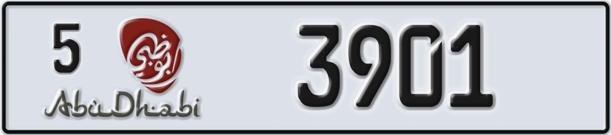 abu dhabi License Plate Number 3901 Code 5