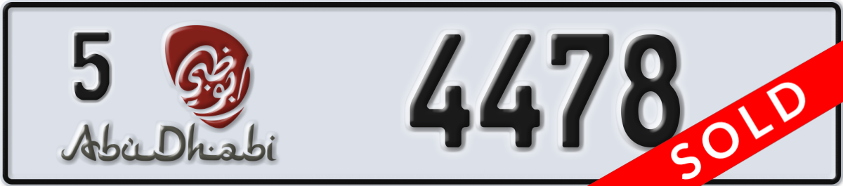 abu dhabi License Plate Number 4478 Code 5