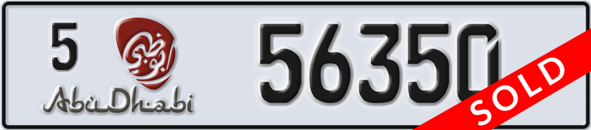 abu dhabi License Plate Number 56350 Code 5
