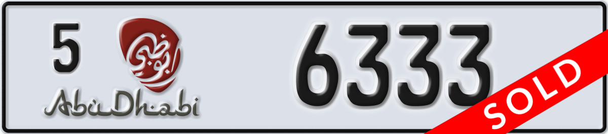 abu dhabi License Plate Number 6333 Code 5