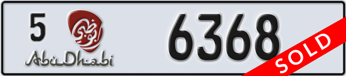 abu dhabi License Plate Number 6368 Code 5