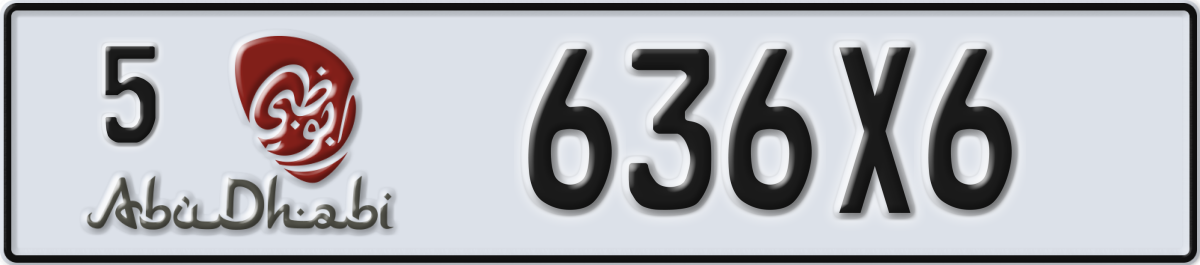 abu dhabi License Plate Number 636X6 Code 5
