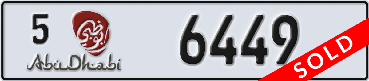 abu dhabi License Plate Number 6449 Code 5