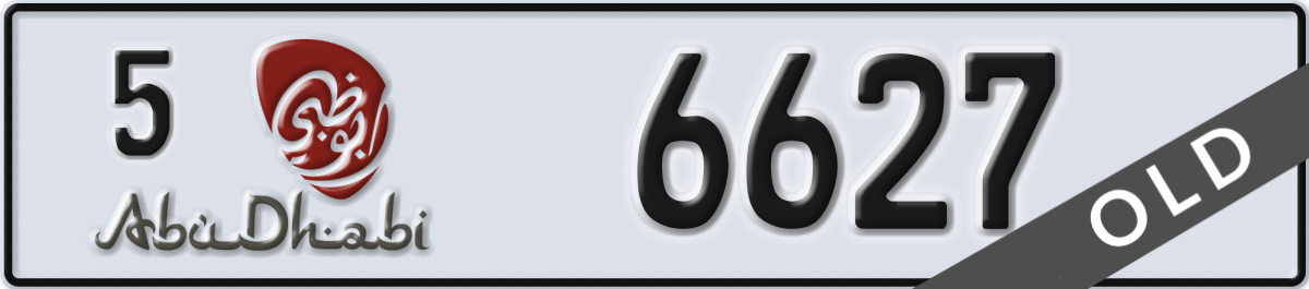 abu dhabi License Plate Number 6627 Code 5