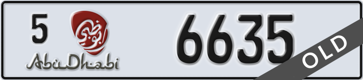 abu dhabi License Plate Number 6635 Code 5