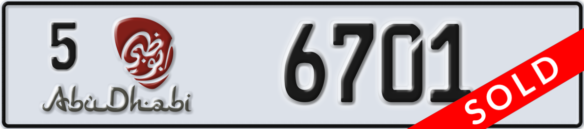 abu dhabi License Plate Number 6701 Code 5