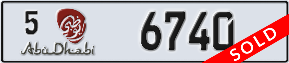 abu dhabi License Plate Number 6740 Code 5