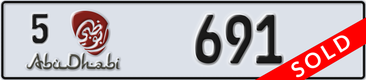 abu dhabi License Plate Number 691 Code 5