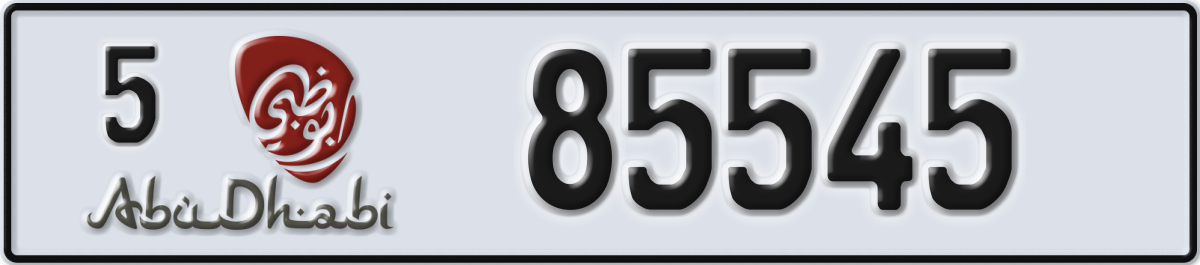 abu dhabi License Plate Number 85545 Code 5