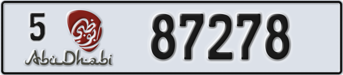 abu dhabi License Plate Number 87278 Code 5