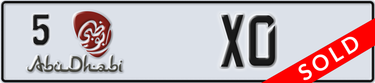 abu dhabi License Plate Number X0 Code 5