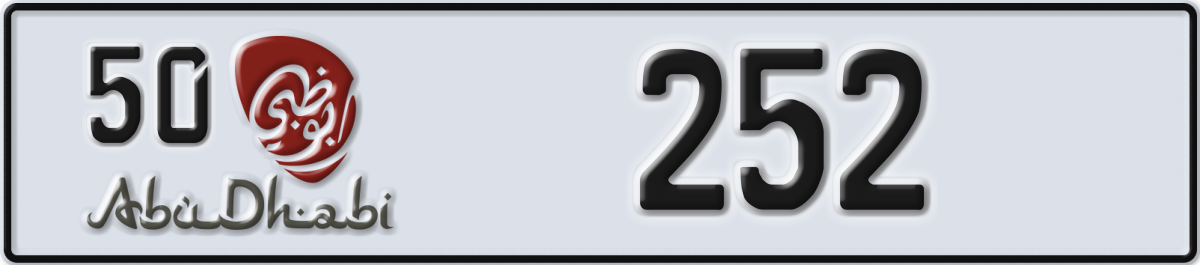 abu dhabi License Plate Number 252 Code 50
