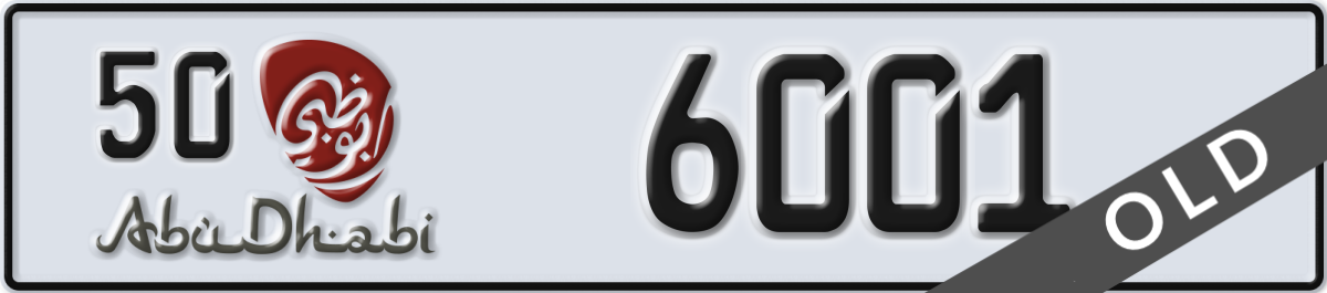 abu dhabi License Plate Number 6001 Code 50